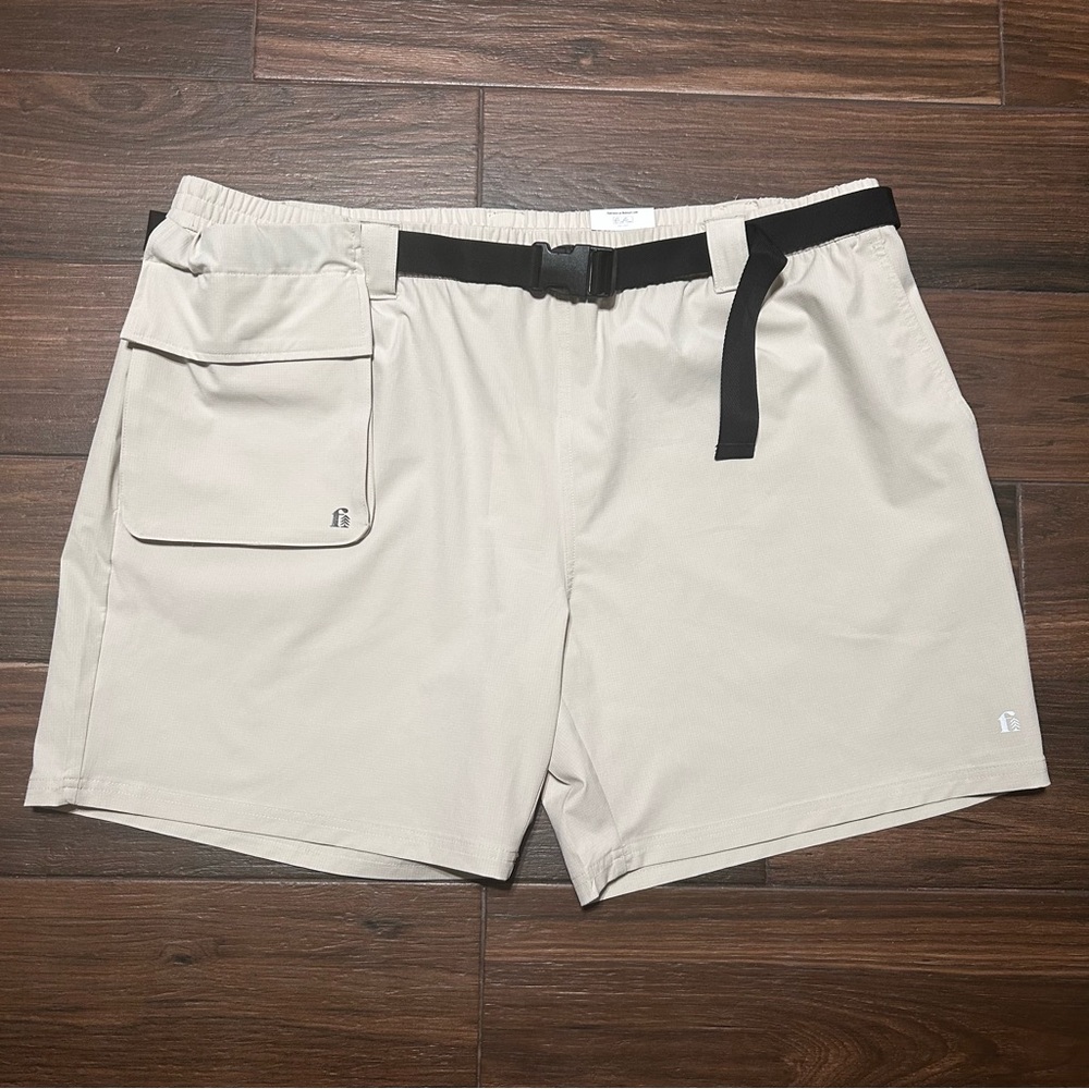 Bonobos Fielder XXL Men’s Utility Shorts 7” Inseam Beige Cream Belt Cargo Pocket